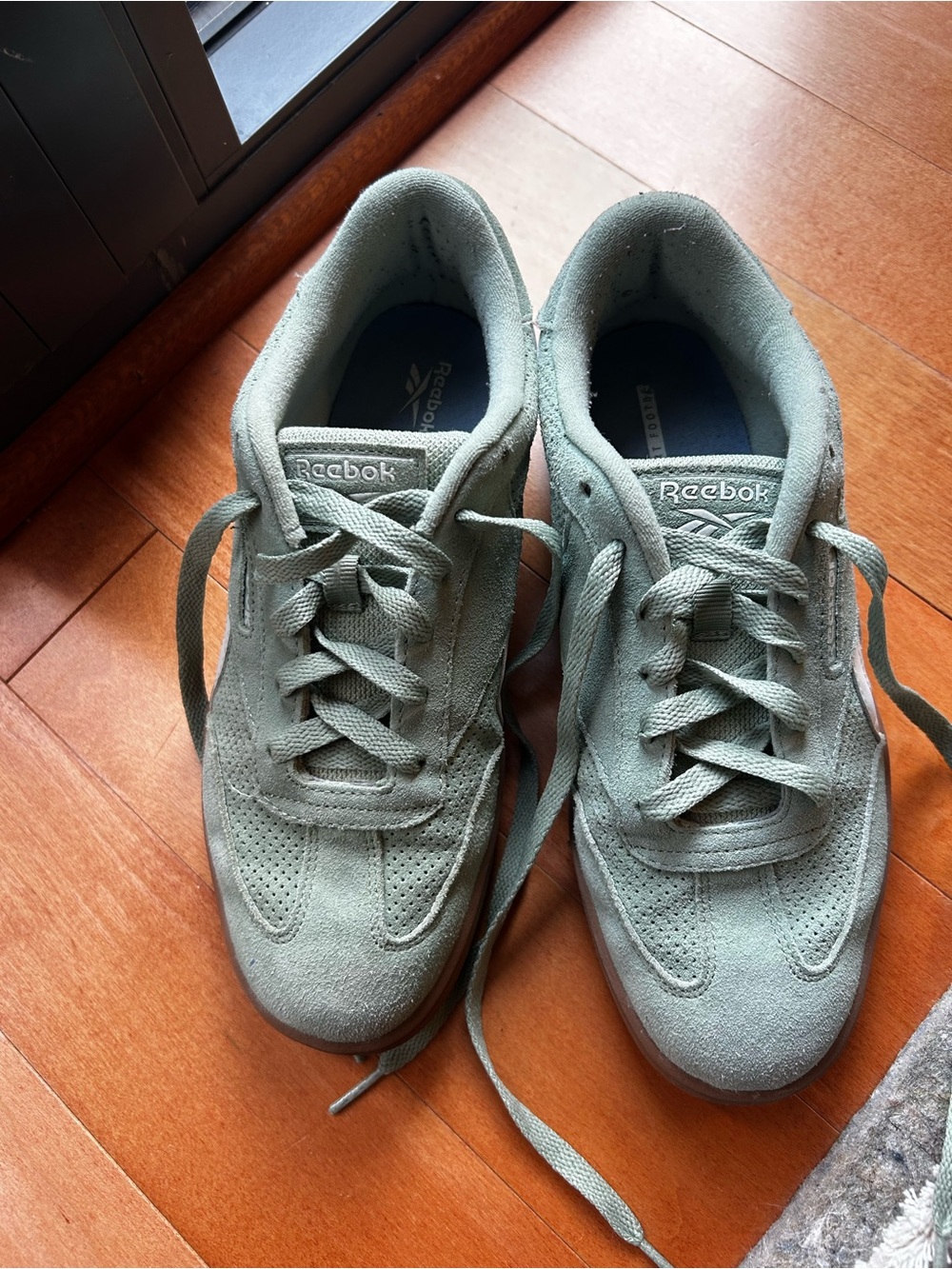 Reebok Classic Suede Lace-Up Sneakers in Sage Green